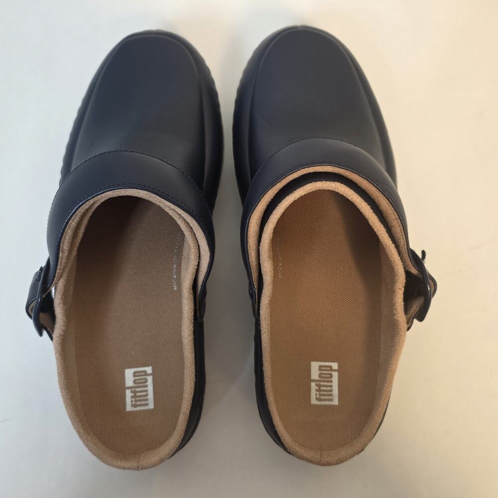 FitFlop Gogh Pro Superlight Blue Leather Mule Clog Womens 9 Comfort Slingback - Picture 7 of 16